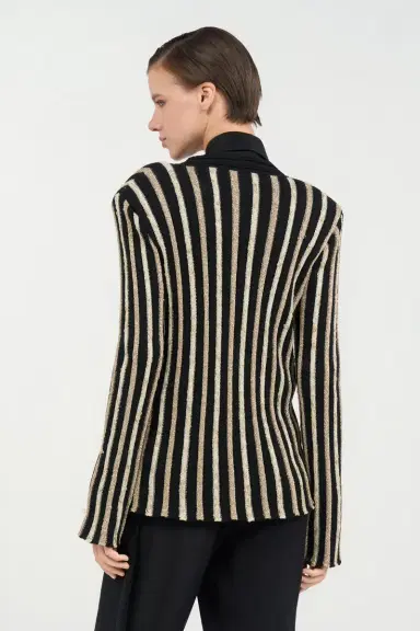 Roberto Cavalli Cardigan with Laminated Stripes | Thumbnail 3 Roberto Cavalli Cardigan with Laminated Stripes | Thumbnail 3