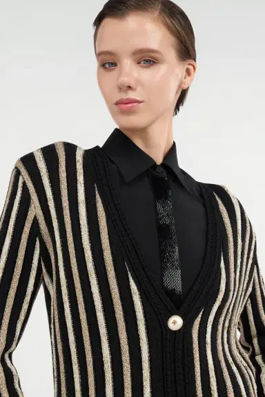 Roberto Cavalli Cardigan with Laminated Stripes | Thumbnail 5 Roberto Cavalli Cardigan with Laminated Stripes | Thumbnail 5
