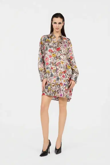 Roberto Cavalli Florentine Flowers Print Silk Mini Dress | Thumbnail 6 Roberto Cavalli Florentine Flowers Print Silk Mini Dress | Thumbnail 6