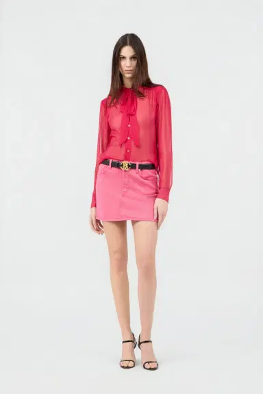 Roberto Cavalli Fuchsia Tie-Neck Shirt | Thumbnail 6