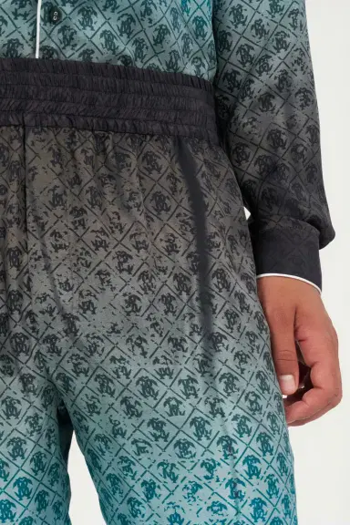 Roberto Cavalli Monogram Print Silk Trousers | Thumbnail 6