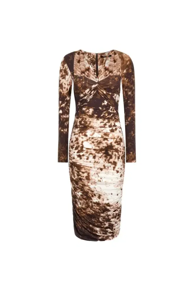 Roberto Cavalli Appaloosa Print Ruched Midi Dress