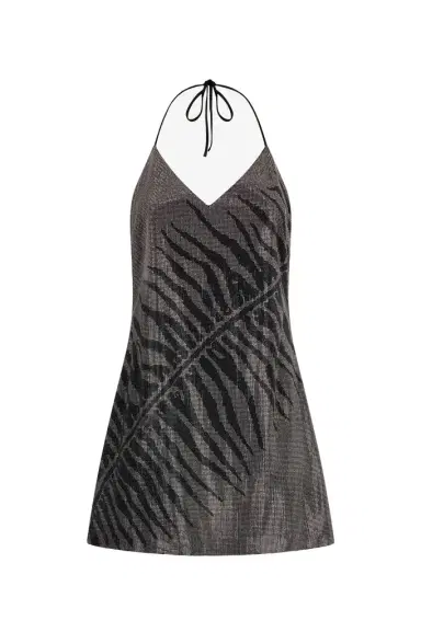 Roberto Cavalli Mini Dress With White Tigress Print | Thumbnail 1