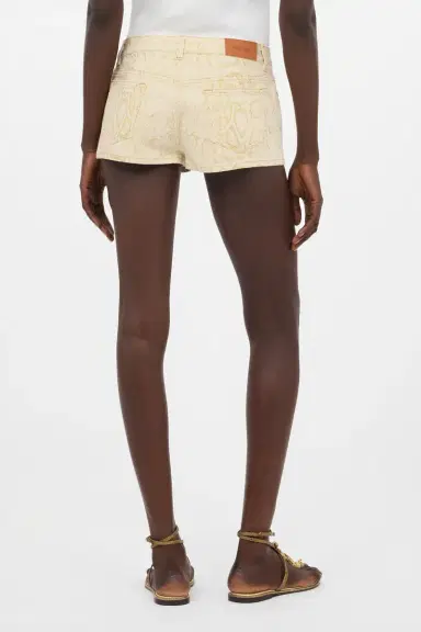 Roberto Cavalli White Micro Shorts with Gold Python Pattern | Thumbnail 3