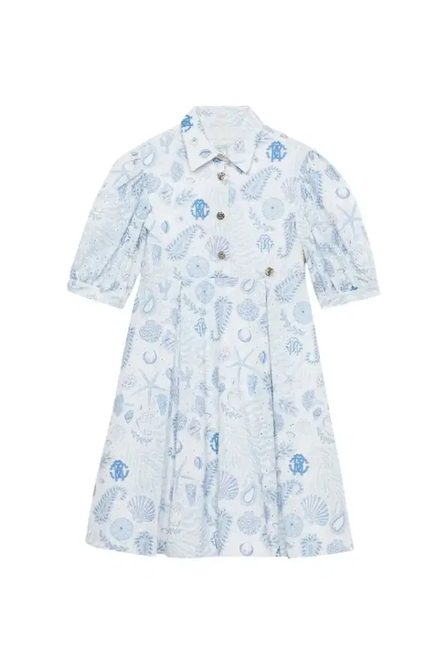Roberto Cavalli Marine-Print Broderie Anglaise Dress
