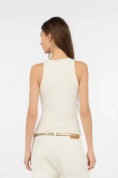 Roberto Cavalli White Sleeveless Top with Serpentine Print | Thumbnail 3