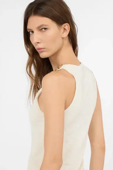 Roberto Cavalli White Sleeveless Top with Serpentine Print | Thumbnail 6