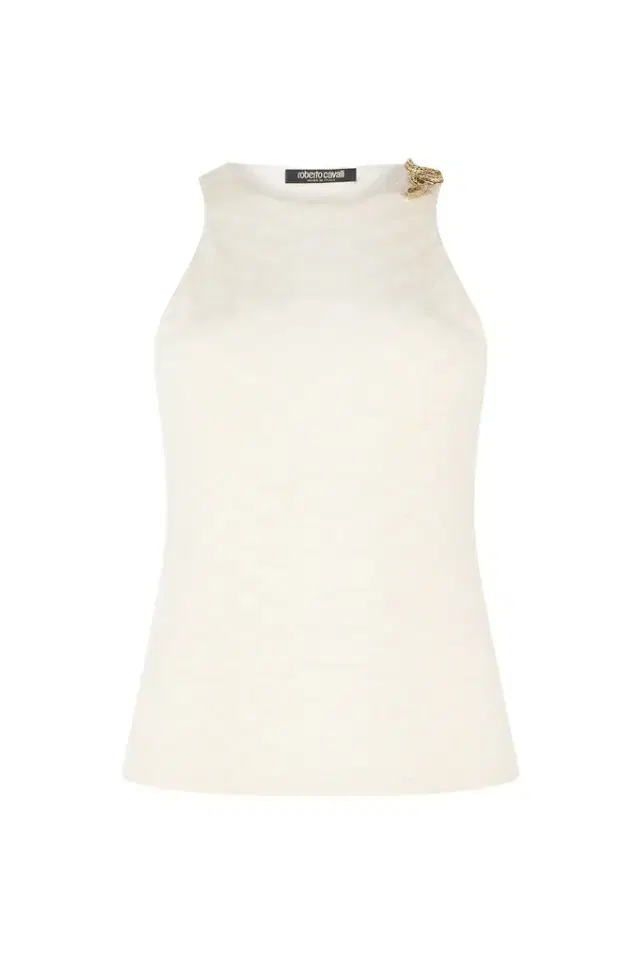 White Sleeveless Top with Serpentine Print