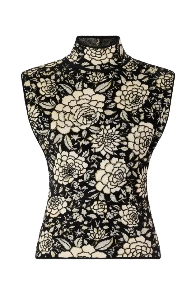 Roberto Cavalli Knitted Top With Jacquard Floral Pattern