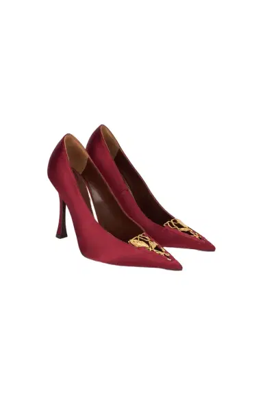 Roberto Cavalli Burgundy Pumps With Leaf Insert | Thumbnail 1 Roberto Cavalli Burgundy Pumps With Leaf Insert | Thumbnail 1