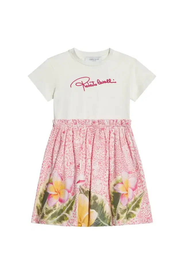 Roberto Cavalli Dress With Broderie Anglaise And Printed Skirt
