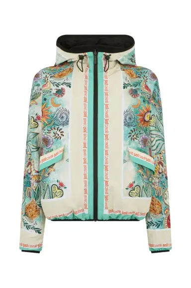 Roberto Cavalli Nylon Jacket with Tropical Garden Print | Thumbnail 1