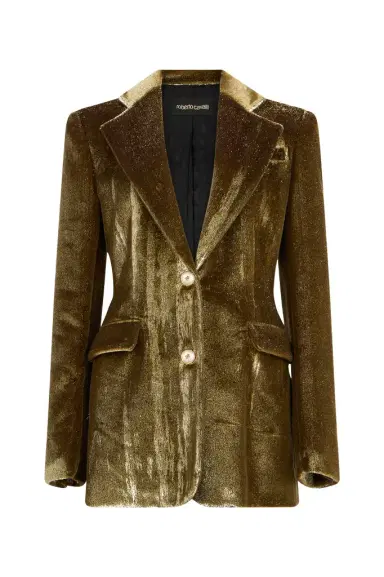 Roberto Cavalli Gold Velvet Blazer | Thumbnail 1 Roberto Cavalli Gold Velvet Blazer | Thumbnail 1