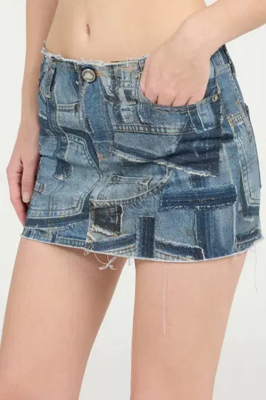 Roberto Cavalli Patchwork Capsule Collection Denim Mini Skirt | Thumbnail 5
