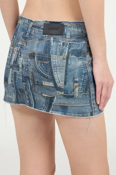 Roberto Cavalli Patchwork Capsule Collection Denim Mini Skirt | Thumbnail 6
