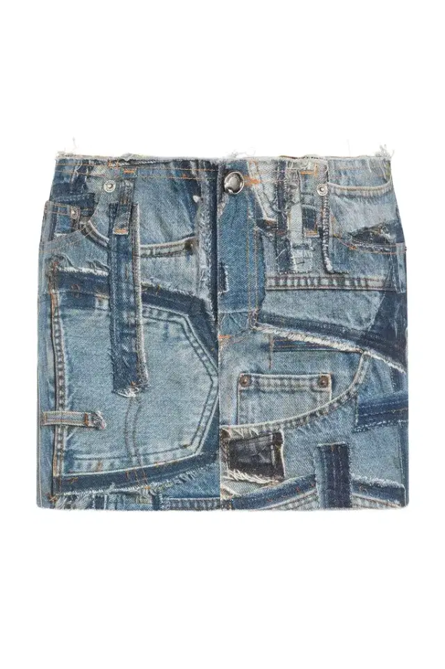 Roberto Cavalli Patchwork Capsule Collection Denim Mini Skirt
