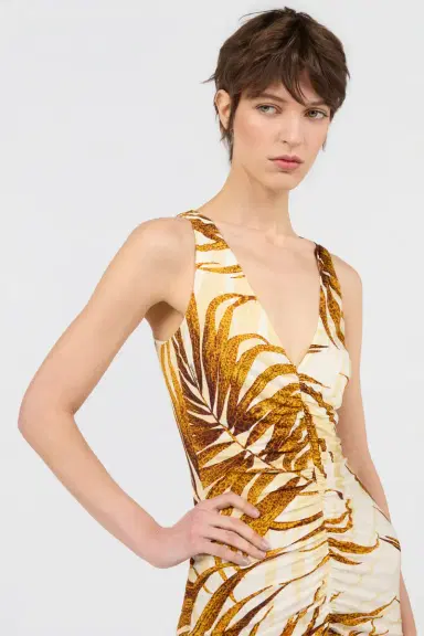 Roberto Cavalli Golden Palm Print Mini Dress | Thumbnail 4 Roberto Cavalli Golden Palm Print Mini Dress | Thumbnail 4