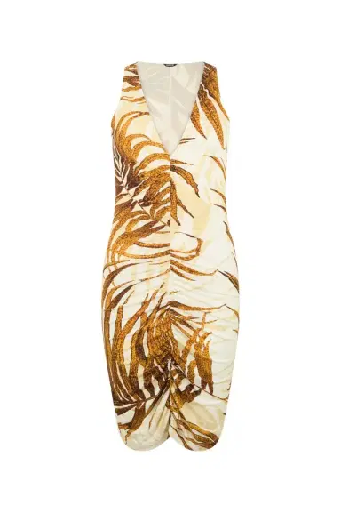Roberto Cavalli Golden Palm Print Mini Dress | Thumbnail 1 Roberto Cavalli Golden Palm Print Mini Dress | Thumbnail 1