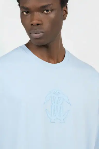 Roberto Cavalli Light Blue T-shirt with Embroidered Logo | Thumbnail 4