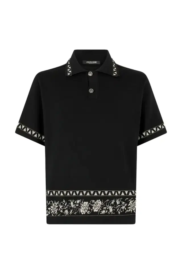 Roberto Cavalli Knitted Polo Shirt With Jacquard Pattern