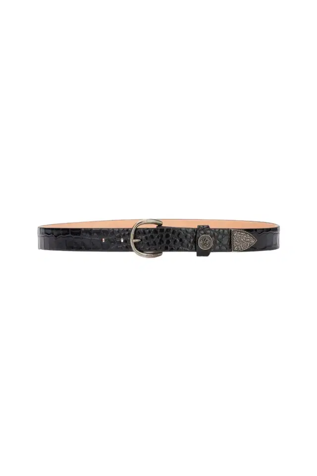 Roberto Cavalli Leather Belt With Mirror Snake Monogram