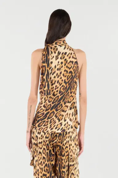 Roberto Cavalli Halterneck Top With Jaguar Skin Print | Thumbnail 3