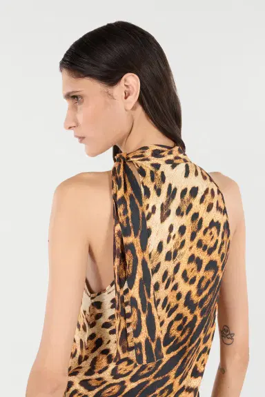 Roberto Cavalli Halterneck Top With Jaguar Skin Print | Thumbnail 6