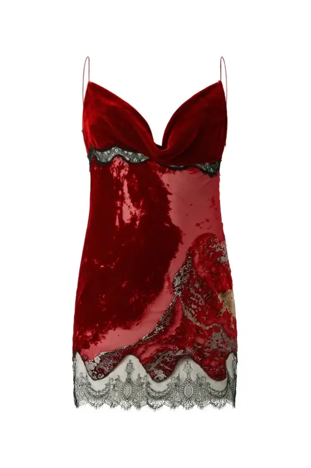 Roberto Cavalli Dark Red Mini Dress in Silk Viscose Velvet Devorè Lava Effect