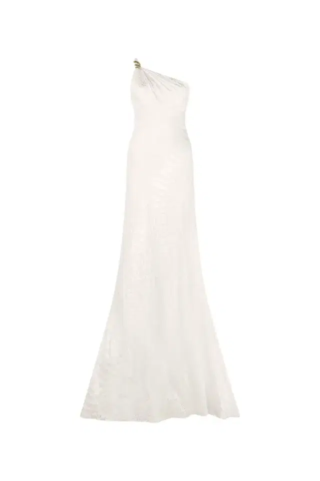 White One-Shoulder Dress with Serpentine Print