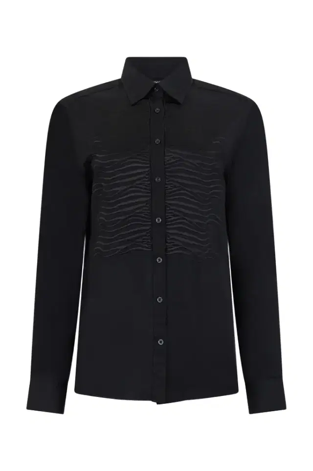 Roberto Cavalli Black Shirt with Embroidered Zebra Motif