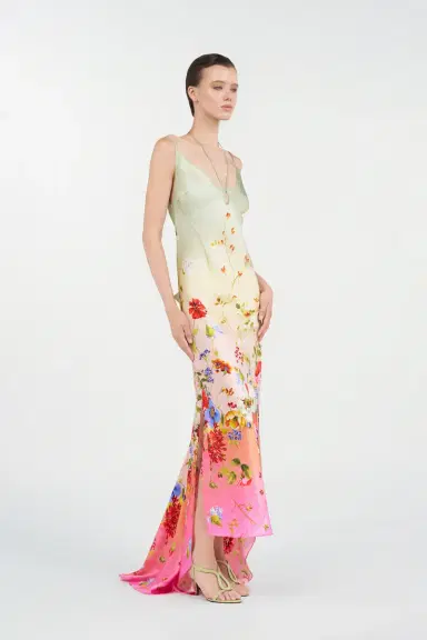 Roberto Cavalli Maxi Dress with Miami Flowers Print | Thumbnail 2