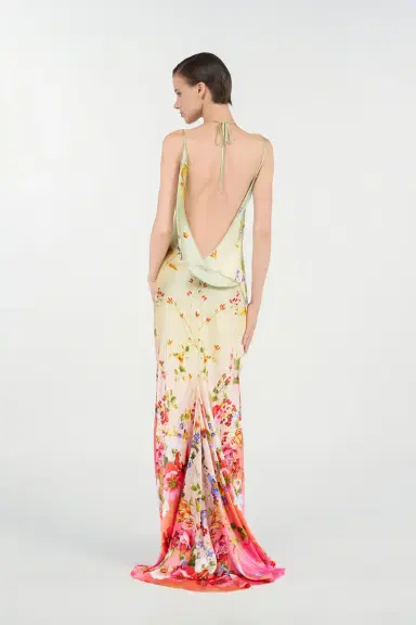 Roberto Cavalli Maxi Dress with Miami Flowers Print | Thumbnail 3