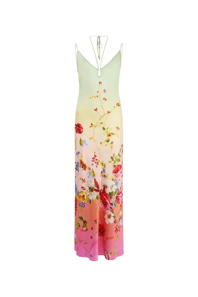 Roberto Cavalli Maxi Dress with Miami Flowers Print