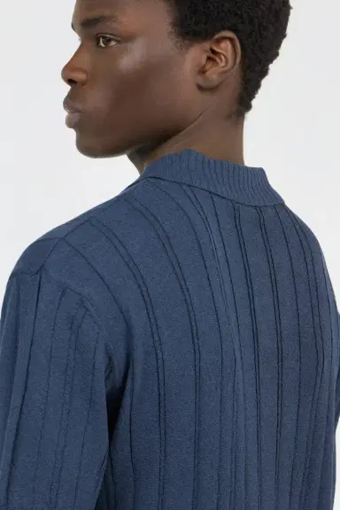 Roberto Cavalli Blue Ribbed Polo | Thumbnail 5