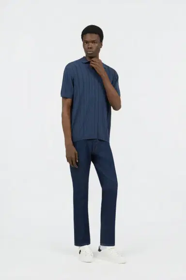 Roberto Cavalli Blue Ribbed Polo | Thumbnail 6