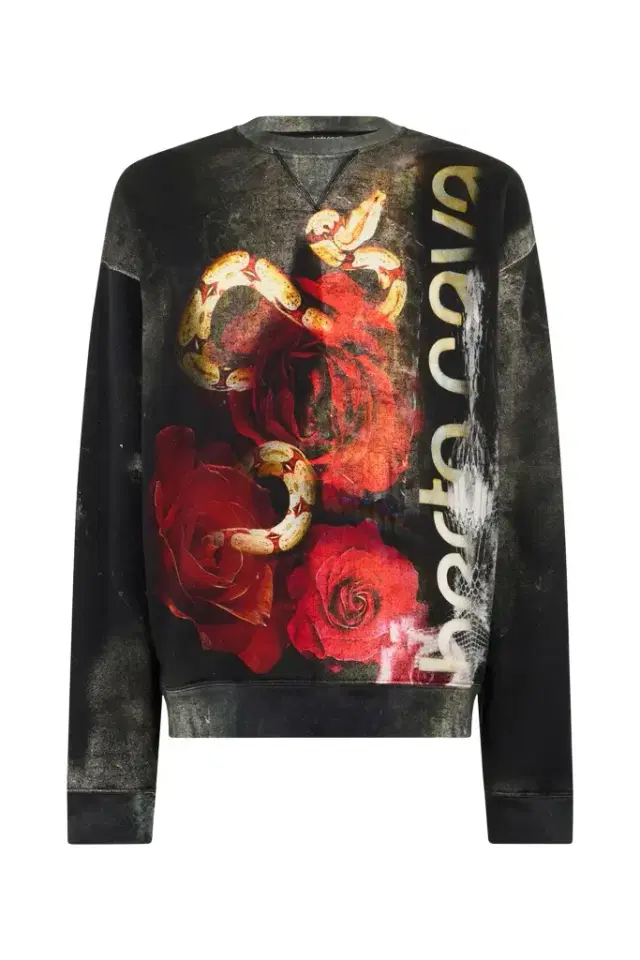 Roberto Cavalli Roses And Snake Print Sweatshirt