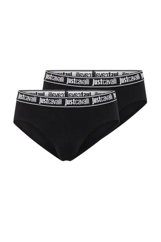 Roberto Cavalli Black Logo Waistband Briefs Two-Pack