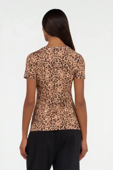 Roberto Cavalli Leopard Skin Print T-Shirt with Logo | Thumbnail 3