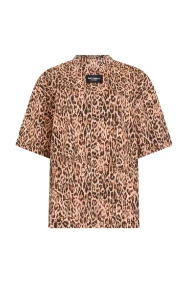 Roberto Cavalli Leopard Skin Print T-Shirt with Logo | Thumbnail 1