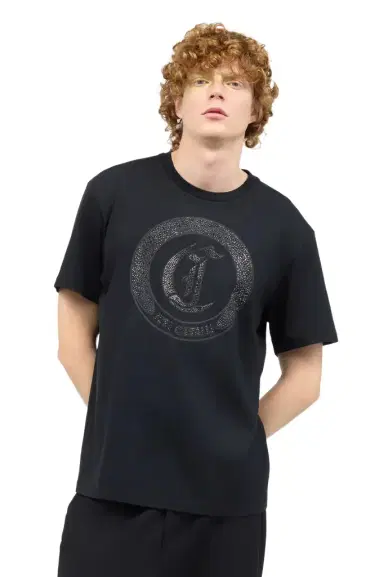 Roberto Cavalli T-Shirt With Mini-Studded Logo | Thumbnail 1