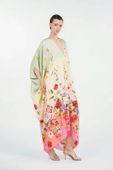Roberto Cavalli Silk Kaftan with Miami Flowers Print | Thumbnail 2