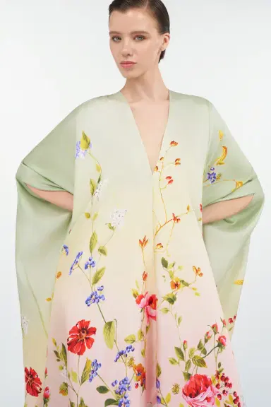 Roberto Cavalli Silk Kaftan with Miami Flowers Print | Thumbnail 5