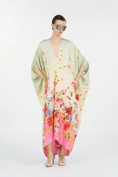 Roberto Cavalli Silk Kaftan with Miami Flowers Print | Thumbnail 7