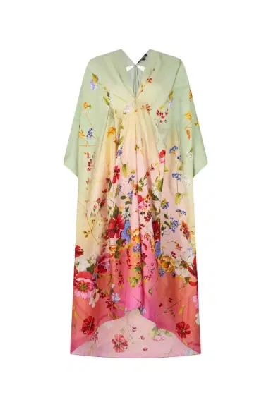 Roberto Cavalli Silk Kaftan with Miami Flowers Print | Thumbnail 1