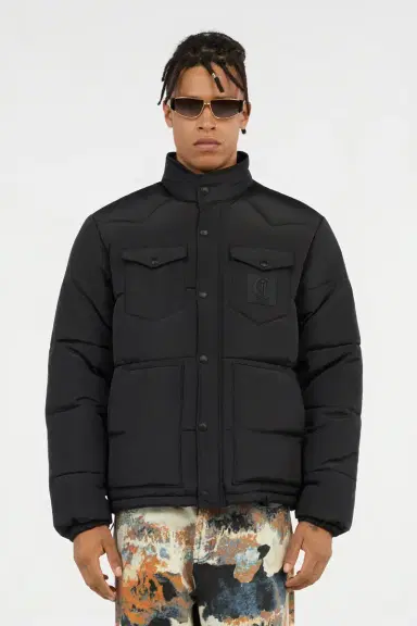 Roberto Cavalli Black Puffer Jacket with Monogram JC | Thumbnail 2