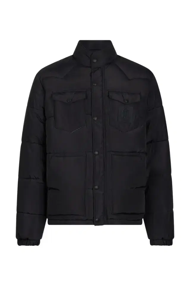 Roberto Cavalli Black Puffer Jacket with Monogram JC