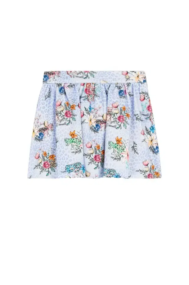 Roberto Cavalli Jaguar And Flower-Print Pleated Skirt