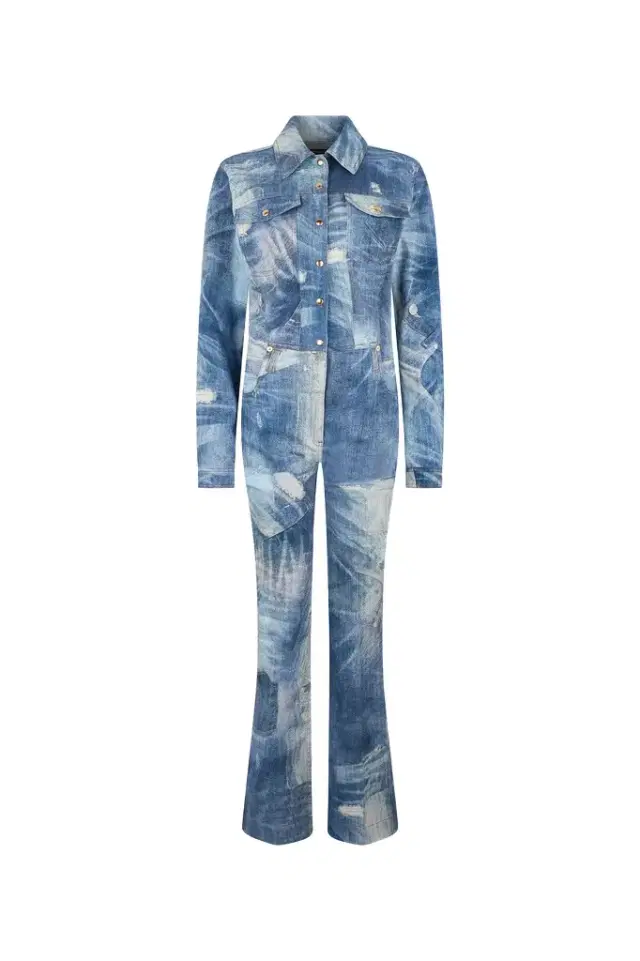Roberto Cavalli Patchwork Denim Jumpsuit