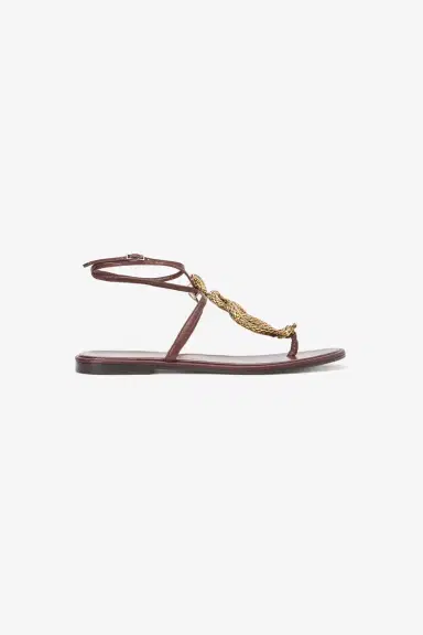 Roberto Cavalli Brown Flat Thong Sandals with Snake Motif | Thumbnail 2