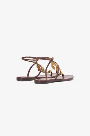 Roberto Cavalli Brown Flat Thong Sandals with Snake Motif | Thumbnail 3